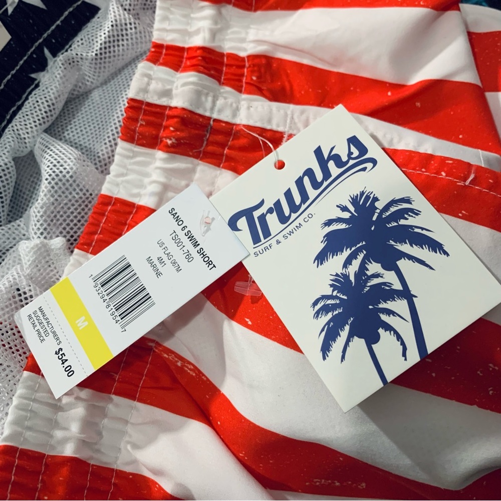 USA Flag Swim Trunks Men’s Medium Patriotic 4th Of July Beach Shorts NWT - Picture 11 of 14